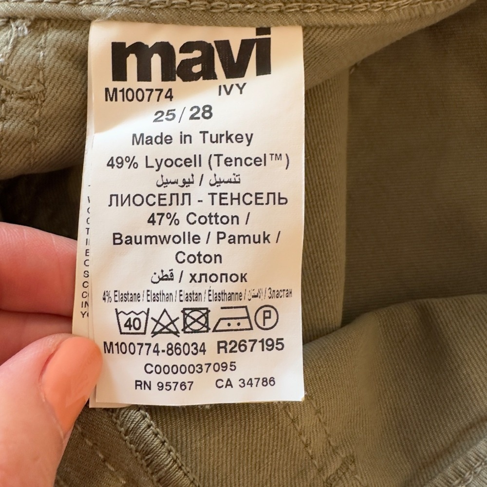 Mavi IVY Mid Rise Slim Cargo Jeans Pants Jogger-Khaki Green-Women Sz 25/28-Small - Picture 12 of 16